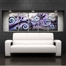 Large Modern Abstract Metal Wall Art Contemporary Painting Purple Blue Decor   160975232112
